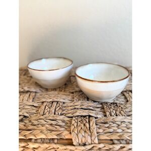 Bosmarlin Set of 2 Ceramic Bowls White Beige Earthy‎ Glaze Rustic Boho 16oz